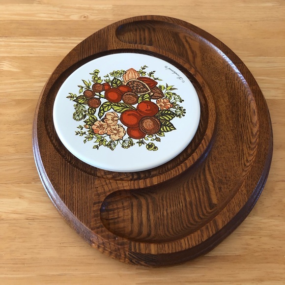 Vintage Goodwood Ceramic Wood Charcuterie Cheese Board Tray Serveware platter - Picture 2 of 11